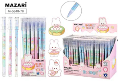 Ручка Пиши-Стирай гелевая Mazari DONUT RABBIT игла 0,5 мм синяя  M 5848-70