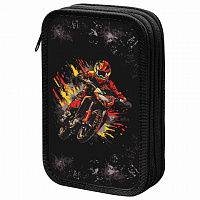 Пенал ЮНЛАНДИЯ, 2 отделения, ламинированный картон, конгрев, 19х11 см, Fire moto, 273496