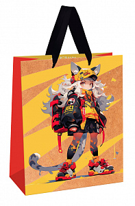 Пакет подарочный 11*14*6,5см MESHU "Cat girl", крафт