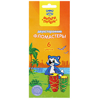 Фломастеры двусторонние Мульти-Пульти "Енот в Бразилии", 06цв., 06шт., смываемые, картон, европодвес