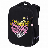 Ранец BRAUBERG LIGHT, 1 отделение, с брелком, "Shining heart", фольгированная печать, 36х26х13 см, 272029