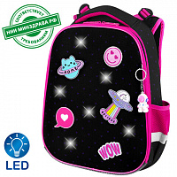 Ранец BRAUBERG PREMIUM, 2 отделения, с брелком, "Space sweets", LED ЛАМПОЧКИ, 38х29х16 см, 272020