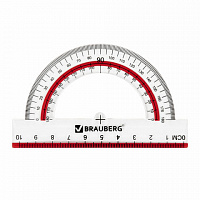 Набор чертежный большой BRAUBERG "Crystal" (линейка 30 см, 2 угольника, транспортир), выделенная шкала, 210297