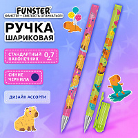 Ручка шариковая с принтом FUNSTER STICK "CUTE CAPY", СИНЯЯ, SOFT TOUCH покрытие, узел 0,7 мм, линия письма 0,35 м, 144393