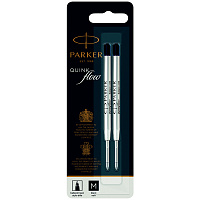 Стержень шариковый объемный Parker "QuinkFlow Ball Point" черный, 98мм, 1,0мм, метал. корпус, 2шт., блистер