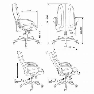 Кресло офисное T-898AXSN, ткань, черное, 1070382