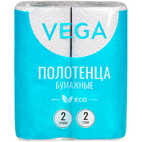 Полотенца бумажные в рулонах Vega, 2-слойные, 12м/рул., серые, 2шт.