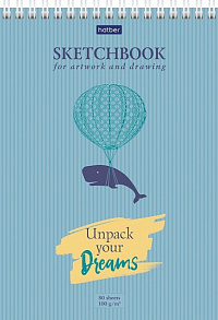 Блокнот SKETCHBook А5 80 листов Hatber без линовки жёсткая подложка на гребне 100 гр/м Всё замечательно!  066494