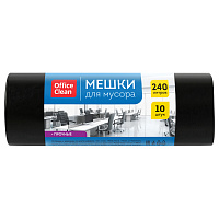 Мешки для мусора  240л OfficeClean ПВД, 93*130см, 45мкм, 10шт., прочные, черные, в рулоне