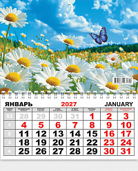 Одноблочный настенный календарь на 2027 год "Полевые цветы"  КММ-27-020