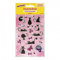 Наклейки зефирные "Кошки", многоразовые, с блестками, 10х15 см, ЮНЛАНДИЯ, 661825