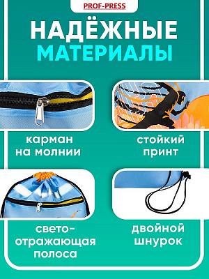 Мешок для сменной обуви Проф-Пресс 360*480 мм 1 отделение, с карманом и светоотражателем БУДУЩИЙ ЧЕМПИОН  МО-4047