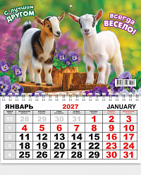 Одноблочный настенный календарь на 2027 год "Символ года"  КММ-27-004