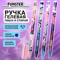 Ручка стираемая гелевая с принтом FUNSTER "ANIME", СИНЯЯ, корпус ассорти, игольчатый наконечник 0,5 мм, линия 0,35 мм, 144412