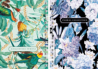 Книжка записная двойная на спирали 80 листов A6 клетка Hatber Floral Collection твердая обложка  082841