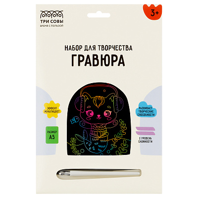 Гравюра с мультицветной основой ТРИ СОВЫ "Музыка", А5