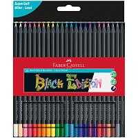 Карандаши цветные Faber-Castell "Black Edition", 24цв., трехгран., черное дерево, заточен., картон.