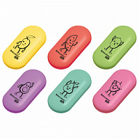 Ластики BRAUBERG KIDS Энергичные фрукты, НАБОР 6 штук, 50х23х10 мм, овальные, ассорти, 272669