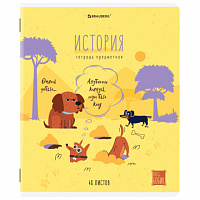Тетрадь предметная DOG БОБИК 48л, TWIN лак, ИСТОРИЯ, клетка, подсказ, BRAUBERG, 404789