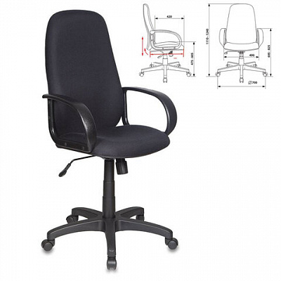 Кресло офисное CH-808AXSN/BLACK, ткань, черное