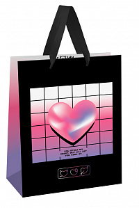 Пакет подарочный 11*14*6,5см MESHU "Heart",  матовая ламинация