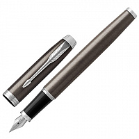 Ручка перьевая PARKER "IM Core Dark Espresso CT", корпус кофейный лак, хромированные детали, синяя, 1931650