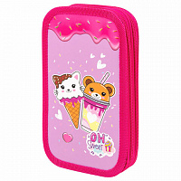 Пенал ЮНЛАНДИЯ, 2 отделения, картон с эффектом soft-touch, 19х11 см, Candy friends, 272263