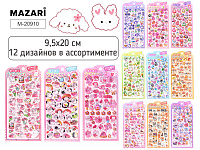 Наклейки декоративные Mazari ЖИВОТНЫЕ, 9.5*20 см, 12 дизайнов, ОПП-упаковка  M-20910