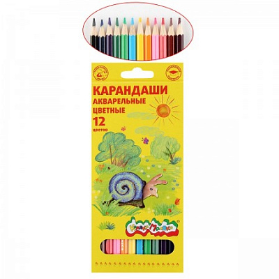Карандаши цветные акварельные Каляка-Маляка 12 цветов  КАКМ12