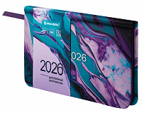 Еженедельник датированный 2026 МАЛЫЙ ФОРМАТ 95х155мм А6 BRAUBERG Vista, под кожу, Мрамор, 117202