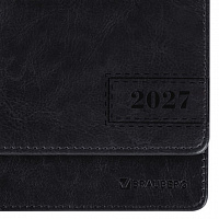 Планинг датированный 2027 305х140мм BRAUBERG Imperial, под кожу, черный, 118200