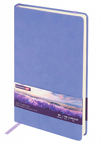 Скетчбук, слоновая кость 140г/м 130х210мм 80л КОЖЗАМ резинка, BRAUBERG ART CLASSIC, пастель сиреневый, 116879