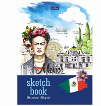 Блокнот SKETCHBook А5 80 листов Hatber без линовки с твёрдой обложкой на закрытом гребне с пошаговыми эскизами Вокруг света-Мексика 100 г/м2