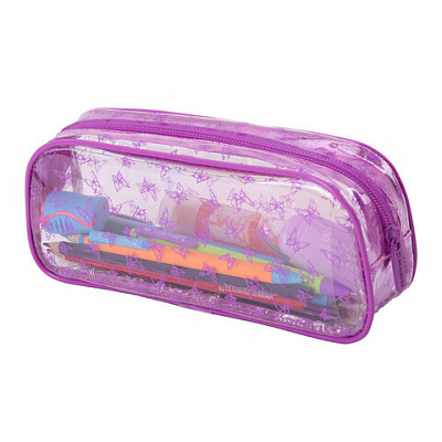 Пенал-косметичка BRAUBERG LUCENT на молнии, прозрачный, Butterfly, 272344