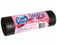 Мешок п/э для мусора 120 литров 10 штук в рулоне Viva