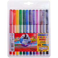 Фломастеры Centropen "Colour World", 12цв., трехгранные, смываемые, блистер