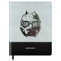 Дневник 1-11 кл. 48л. (твердый) BG "Stay wild", иск.кожа, комбинирование материалов, тиснение фольгой, ляссе