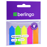 Флажки-закладки пластиковые Berlingo "Ultra Sticky", 12*44мм, стрелки, 25л*5 неоновых цветов