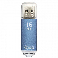 Флеш-диск 16 GB, SMARTBUY V-Cut, USB 2.0, металлический корпус, синий, SB16GBVC-B