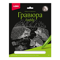 Гравюра Family большая с эффектом серебра Ежи LORI  гр652