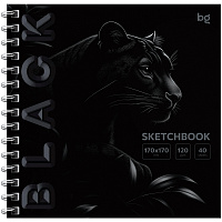 Скетчбук 40л., 170*170 BG "Black. Tiger", на гребне, soft tuch, выборочный лак, 120г/м2