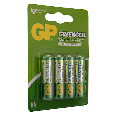 Батарейка GP Greencell AA (R6) 15S солевая, BL4
