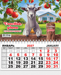 Одноблочный настенный календарь на 2027 год "Символ года"  КММ-27-002