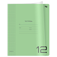 Тетрадь 12л., клетка BG "UniTone. Green", пластиковая прозрачная обложка