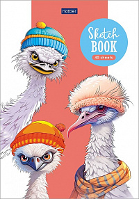 Блокнот SKETCHPad А5 40 листов Hatber Модные страусы отрывная склейка 100 г/м2  40-087782