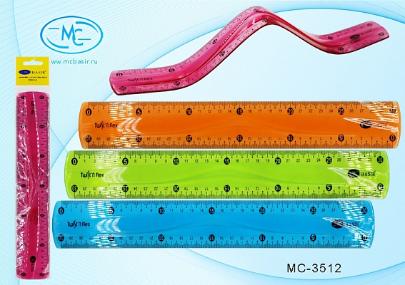 Линейка пластиковая гибкая 30 см Miraculous  MC-3512