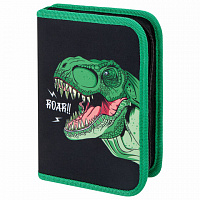 Пенал ПИФАГОР, 1 отделение 2 откидные планки, полиэстер, 20х14 см, Dino roar, 272290