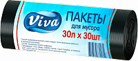 Мешок п/э для мусора 30 литров 30 штук в рулоне Viva М-530451